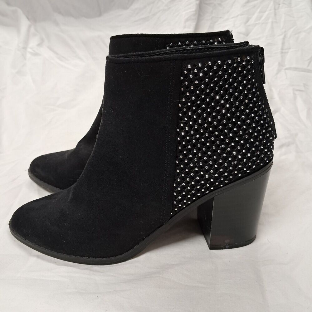 Madden NYC Women's Rain Zip Chunky Heel Ankle Boots Black Sz 6 Studded Goth